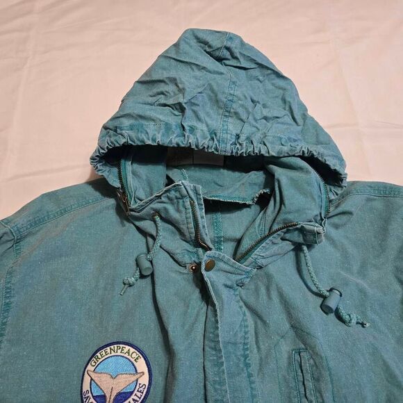 VINTAGE BEACH BLVD CHORE COAT GREEN 100% COTTON GREENPEACE MENS SIZE LARGE - Picture 9 of 10